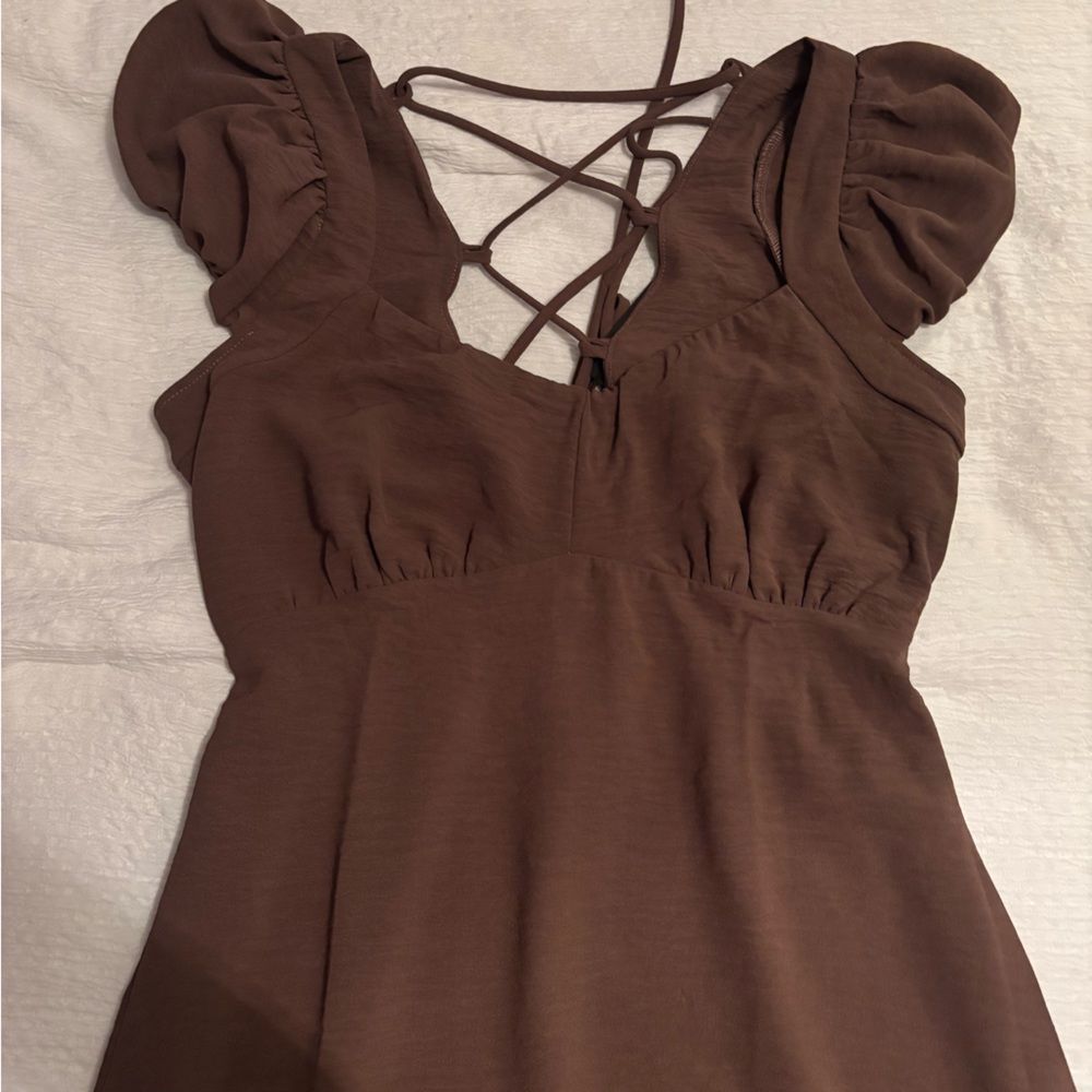 Chocolate brown midi dress